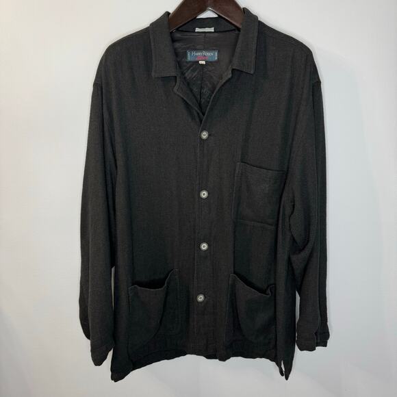 Vintage Harry Rosen Sport Apollo Knit Linen Shirt Jacket Black Men's XL - Picture 1 of 12